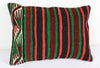 Turkish Kilim Lumbar Pillow 20x14, Kilim Rug Lumbar Cushion Cover