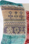 Turkish Kilim Pillow 18x18, Turkish Carpet Patchwork Over-dyed Cushion Cover 18x18