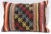Turkish Kilim Lumbar Pillow 20x14, Kilim Rug Lumbar Cushion Cover 20x14
