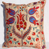 Silk Suzani Pillow 18x19, Suzani Silk on Silk Embroidered Cushion Cover 18x19