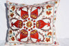 Silk Suzani Pillow 17x18, Suzani Silk on Silk Embroidered Cushion Cover 17x18