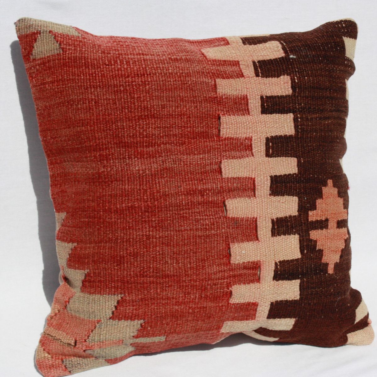 Turkish Kilim Pillow 16x16, Antique Turkish Kilim Rug Cushion