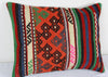 Turkish Kilim Lumbar Pillow 19x14, Kilim Rug Lumbar Cushion Cover