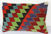 Turkish Kilim Lumbar Pillow 24x16, Kilim Rug Lumbar Cushion Cover