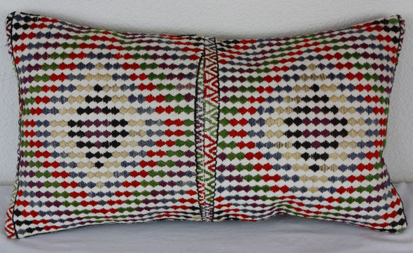 Turkish Kilim Lumbar Pillow 23x13, Kilim Rug Lumbar Cushion Cover