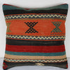 Turkish Kilim Pillow 20" x 20", Kilim Rug Cushion Cover 20x20