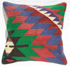 Turkish Kilim Pillow 16x16, Kilim Rug Cushion 16x16