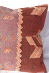 Antique Turkish Kilim Pillow 17x17, Kilim Rug Cushion 17x17