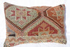 Antique Turkish Kilim Lumbar Pillow 24x16, Kilim Rug Lumbar Cushion Cover 24x16