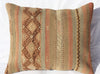 Antique Turkish Kilim Lumbar Pillow 20x16, Kilim Rug Lumbar Cushion Cover 20x16