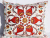 Silk Suzani Pillow 17x18, Suzani Silk on Silk Embroidered Cushion Cover 17x18
