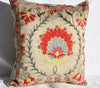 Silk Suzani Pillow 19x19, Suzani Silk on Silk Embroidered Cushion Cover 19x19